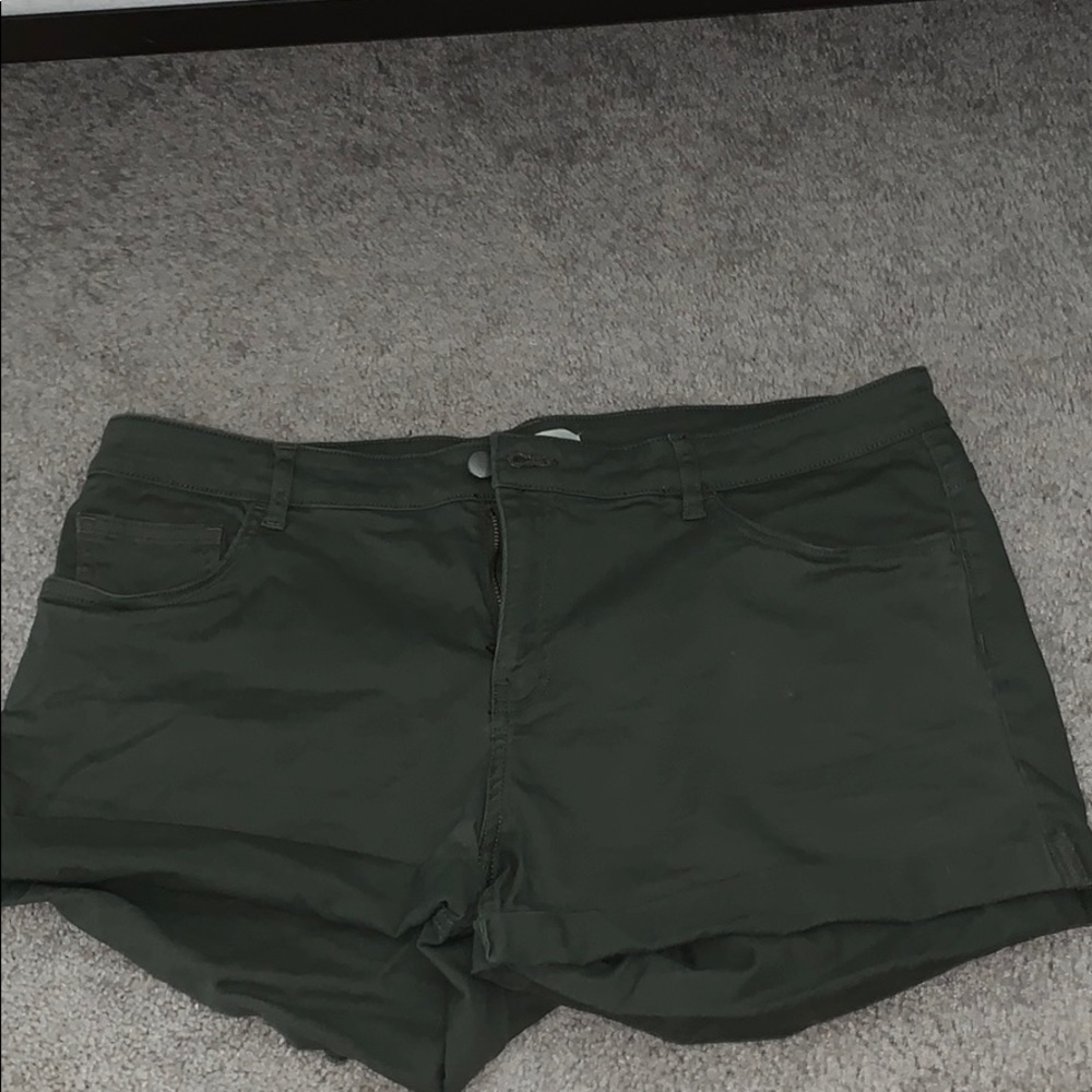 Green jean shorts